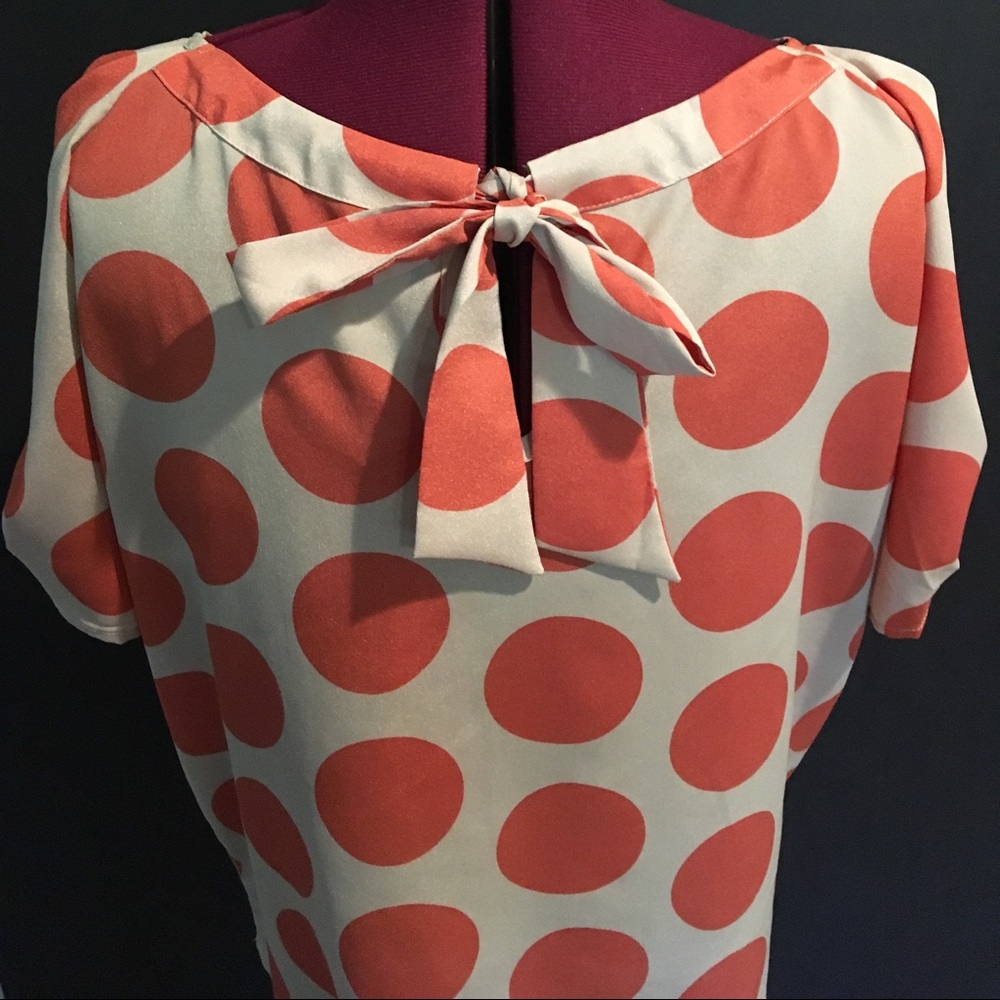 Moon collection polka dot blouse tie back medium